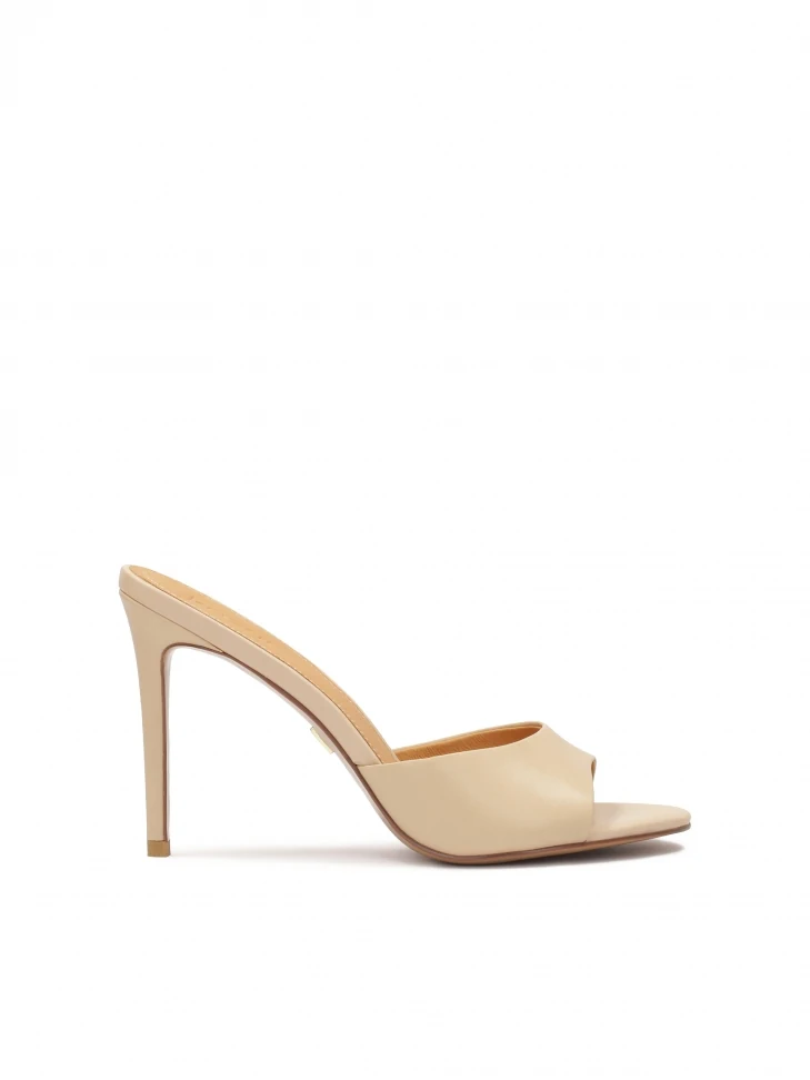 kazar Beige leather heeled mules