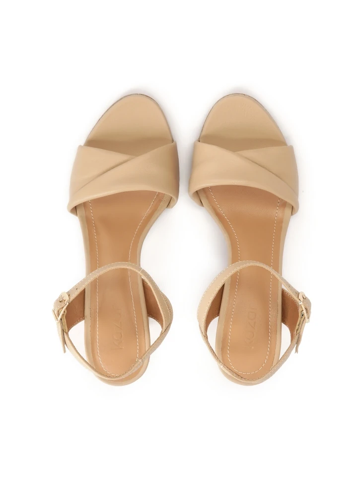 Kazar Beige Leather Post Sandals