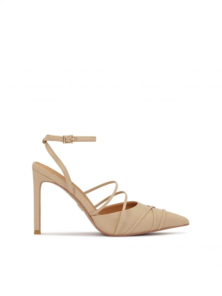 kazar Beige leather pumps decorated with straps
