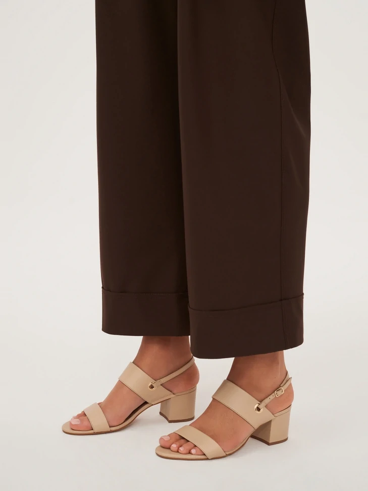 Kazar Beige Leather Sandals On A Wide Heel