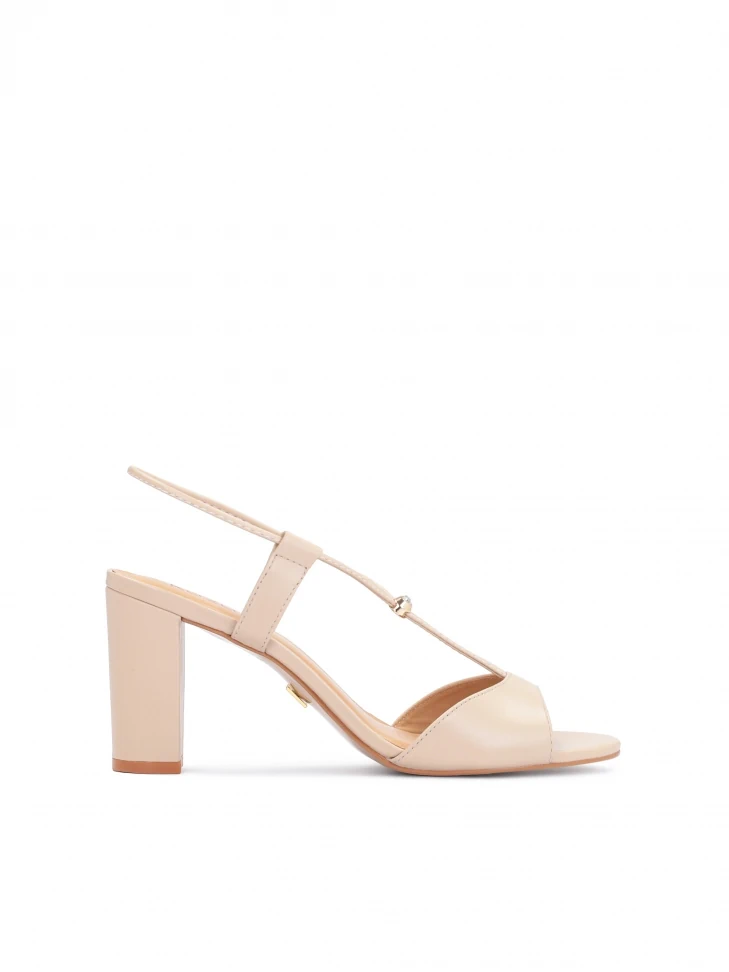 kazar Beige leather sandals with a metal stopper
