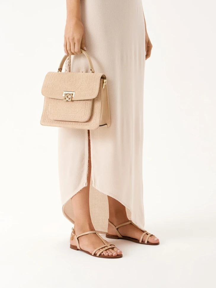 Kazar Beige Leather Sandals With Ankle Straps