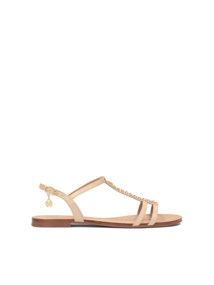 kazar Beige leather sandals with ankle straps