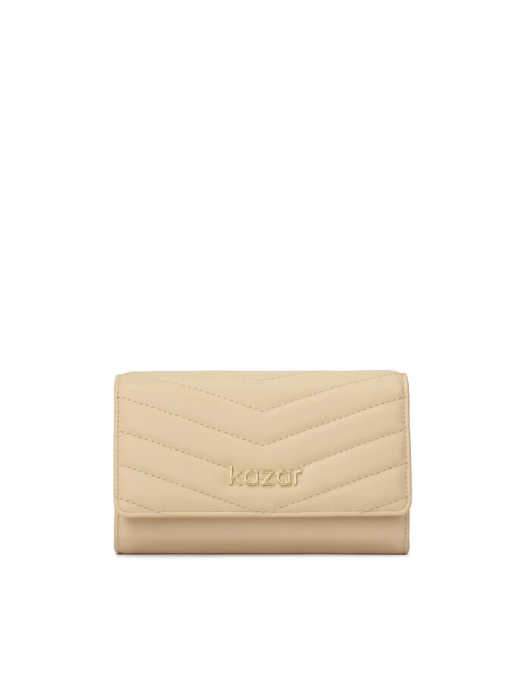 kazar Beige leather wallet with flap