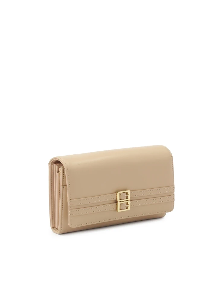 Kazar Beige Leather Wallet With Straps