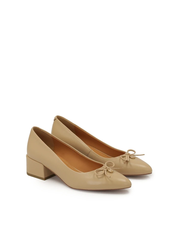 Kazar Beige Low Leather Pumps