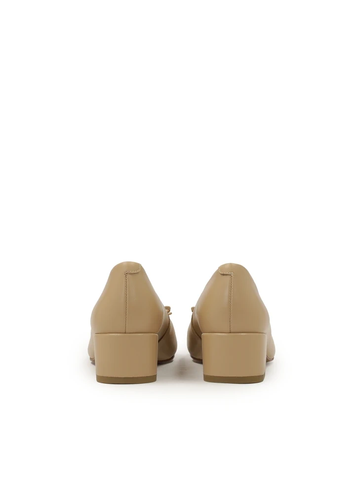 Kazar Beige Low Leather Pumps