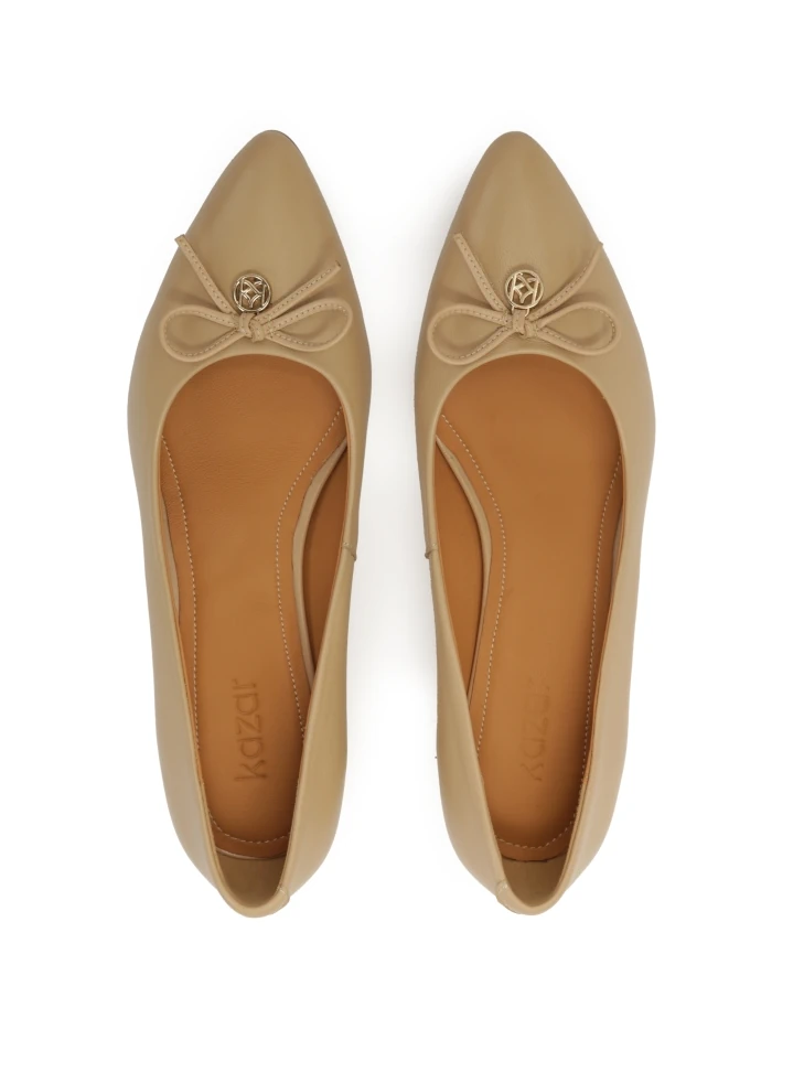Kazar Beige Low Leather Pumps