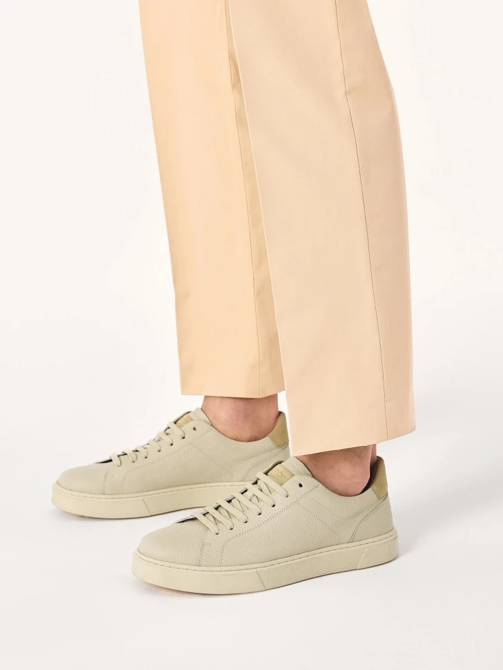 Kazar Beige Minimalist Leather Sneakers