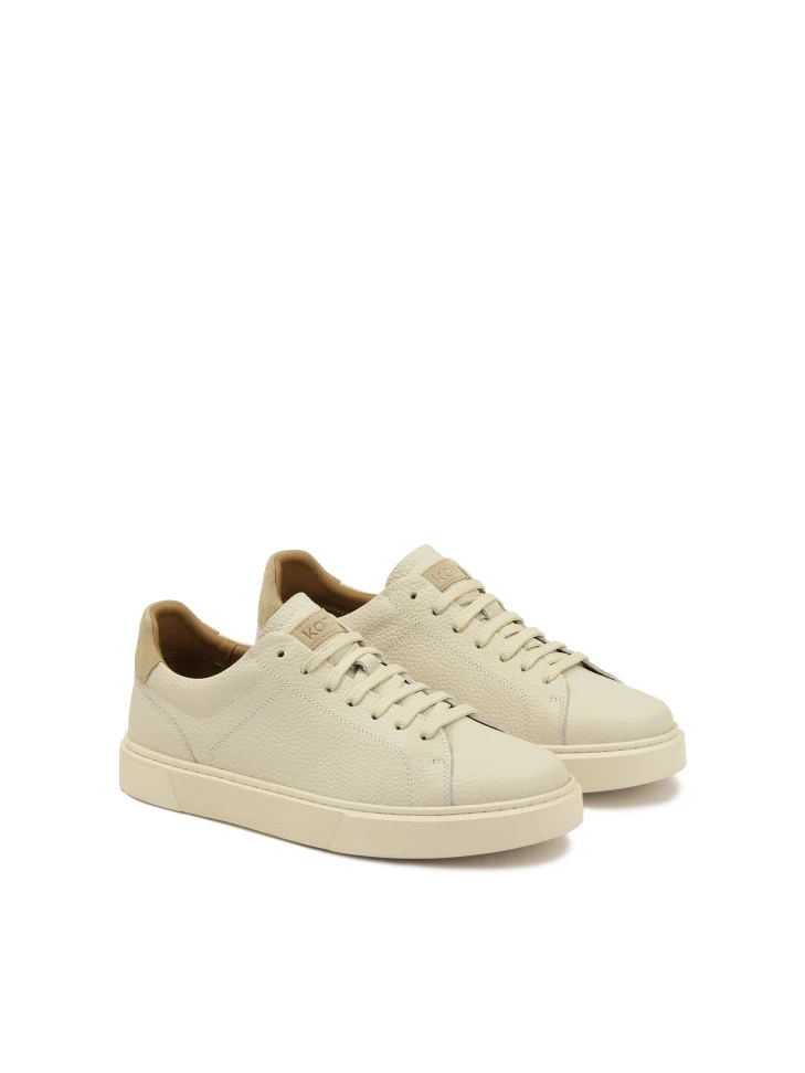 Kazar Beige Minimalist Leather Sneakers