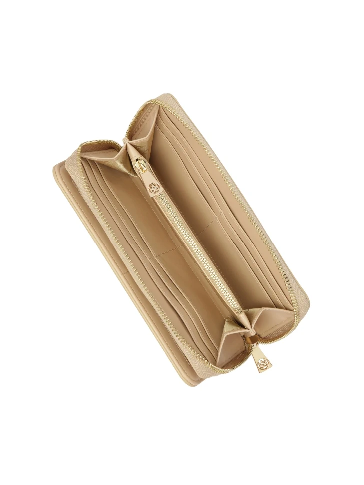 Kazar Beige Minimalist Leather Wallet