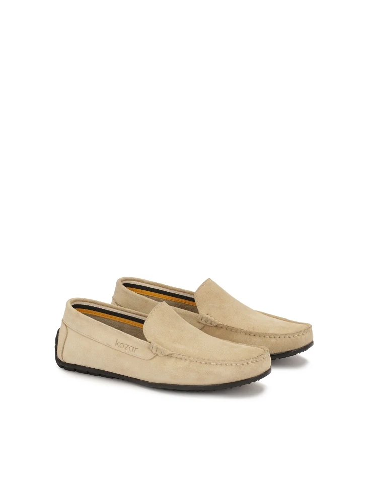 Kazar Beige Moccasins With Black Sole