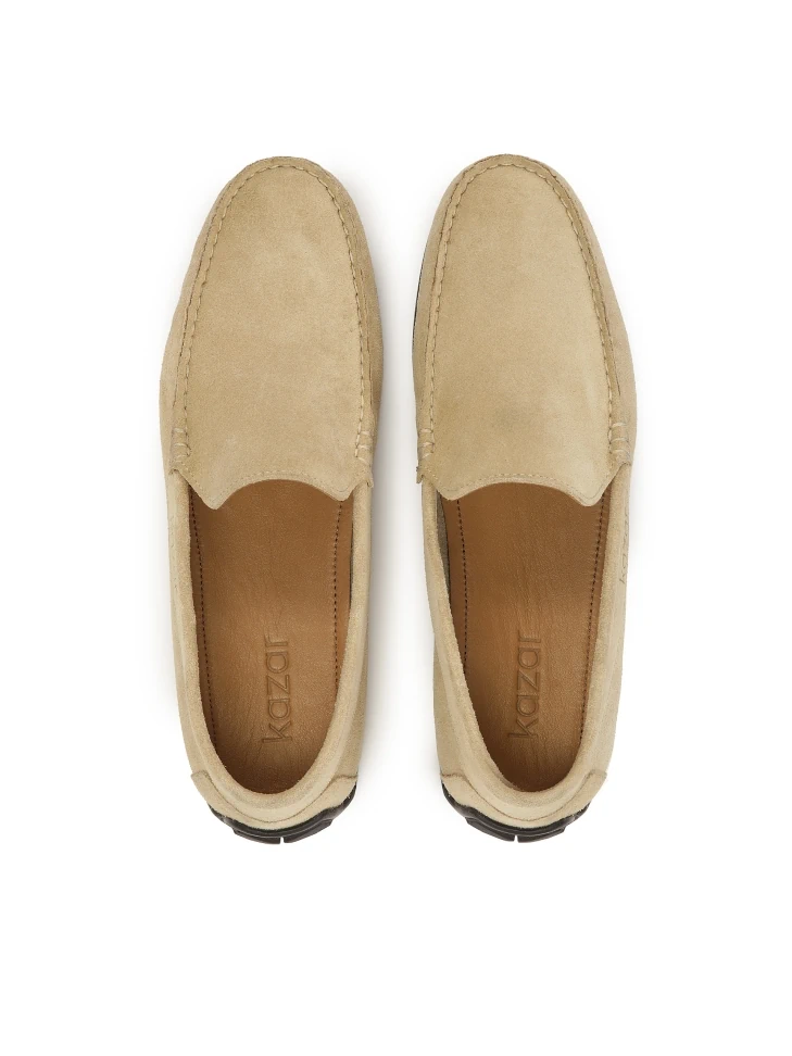 Kazar Beige Moccasins With Black Sole