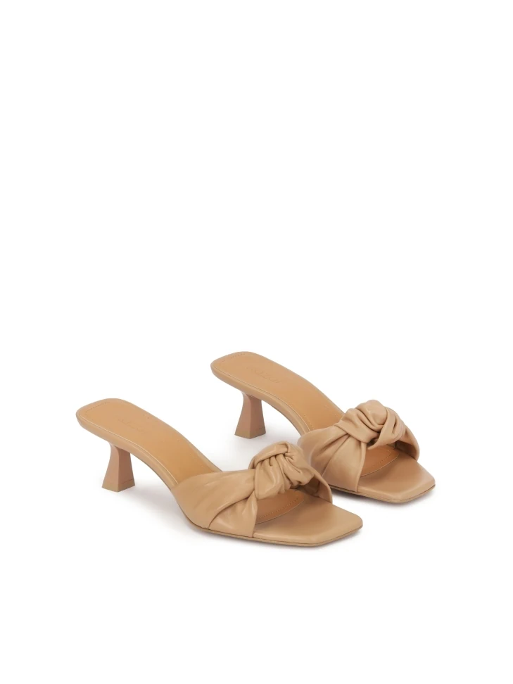 Kazar Beige Mules With A Decorative Knot