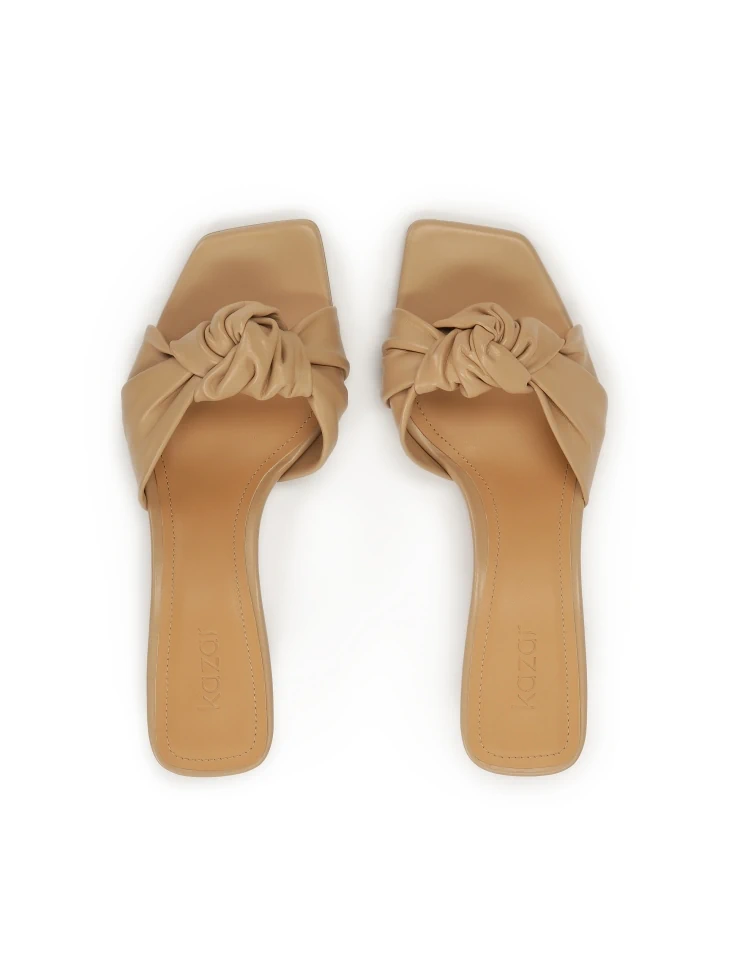 Kazar Beige Mules With A Decorative Knot