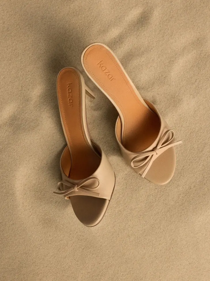 kazar Beige mules with leather bow