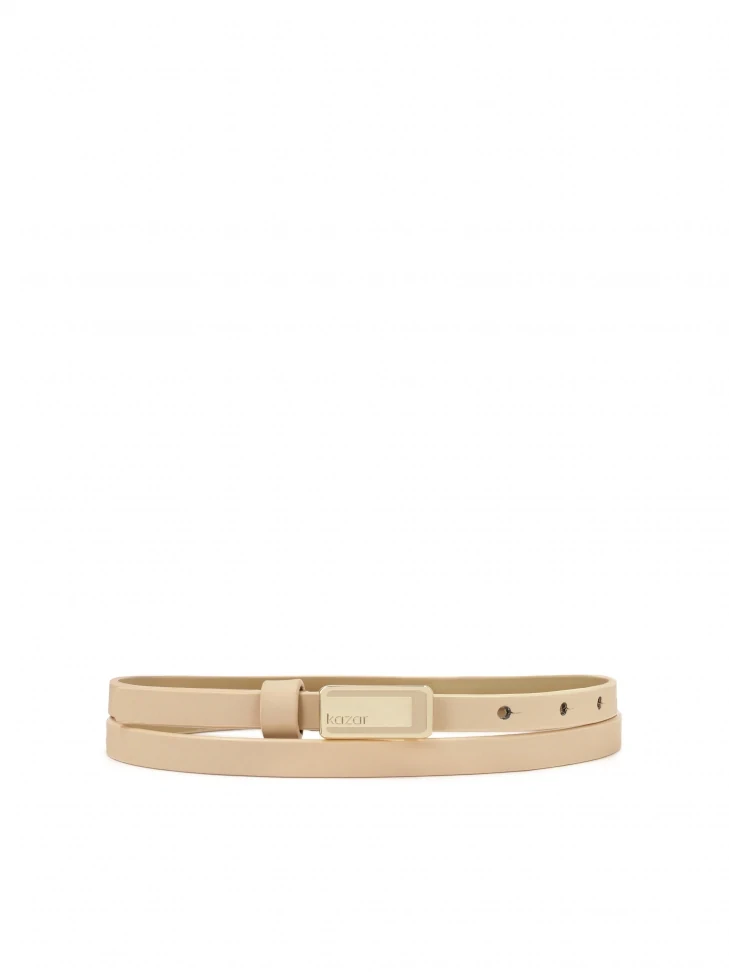 kazar Beige narrow belt with logo buckle