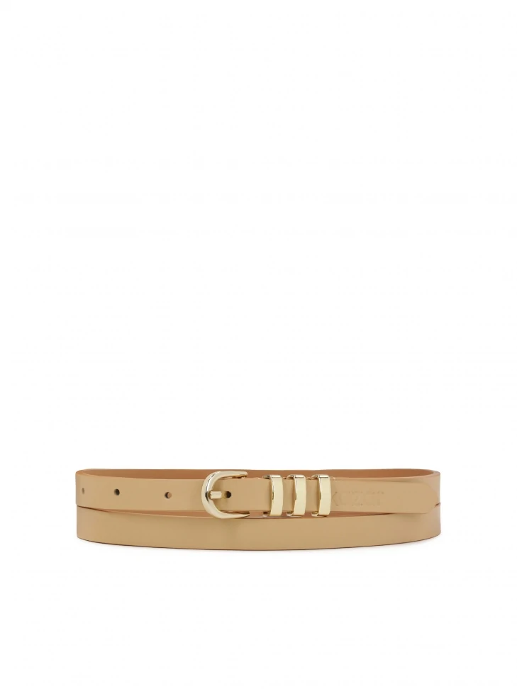 kazar Beige narrow belt with rounded buckle