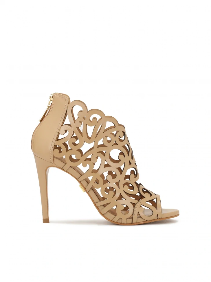 kazar Beige peep toe boots with cutout upper