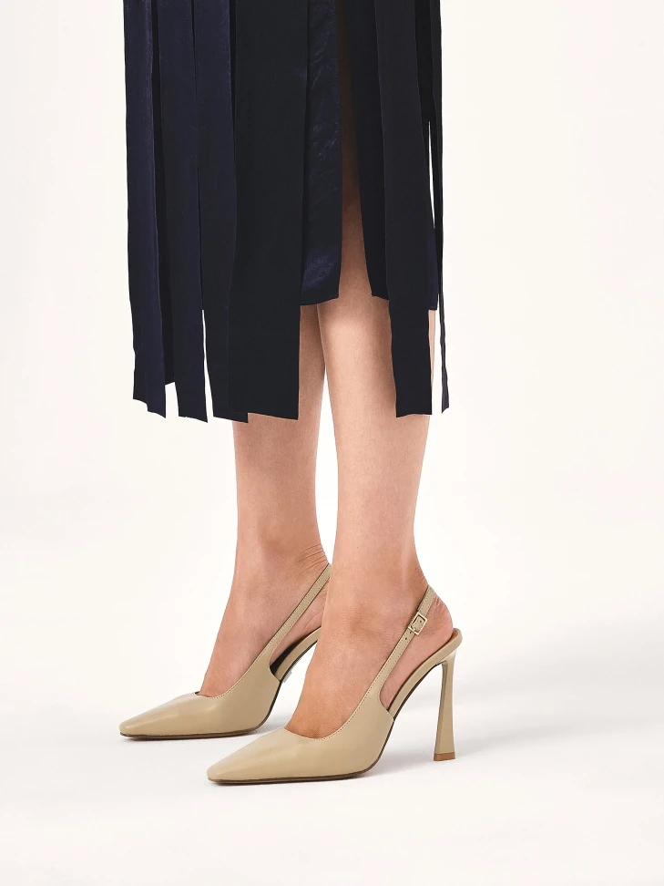 Kazar Beige Pumps With A Unique Heel