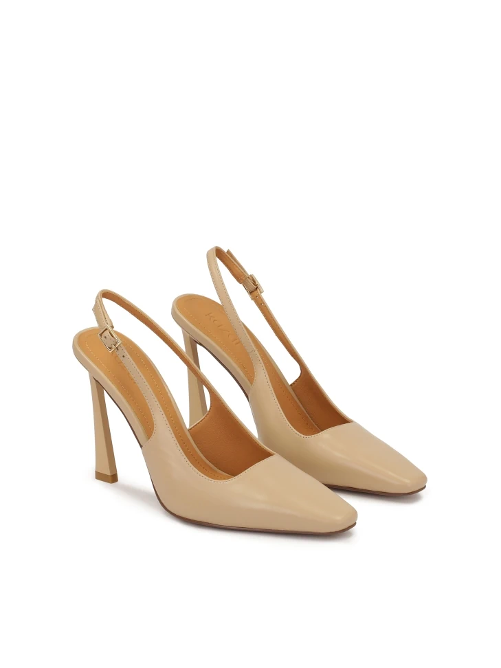 Kazar Beige Pumps With A Unique Heel