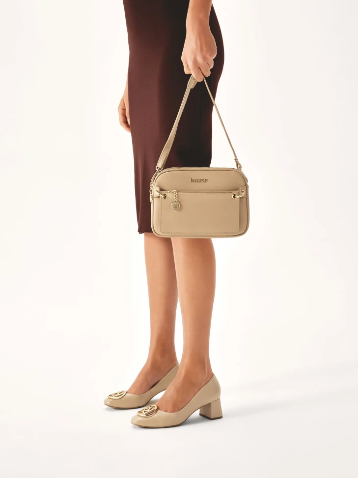 Kazar Beige Pumps With A Wide Heel