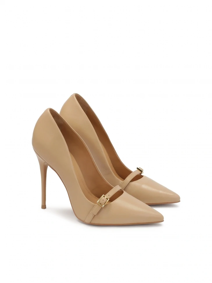 Kazar Beige Pumps With Decoration On The Nose