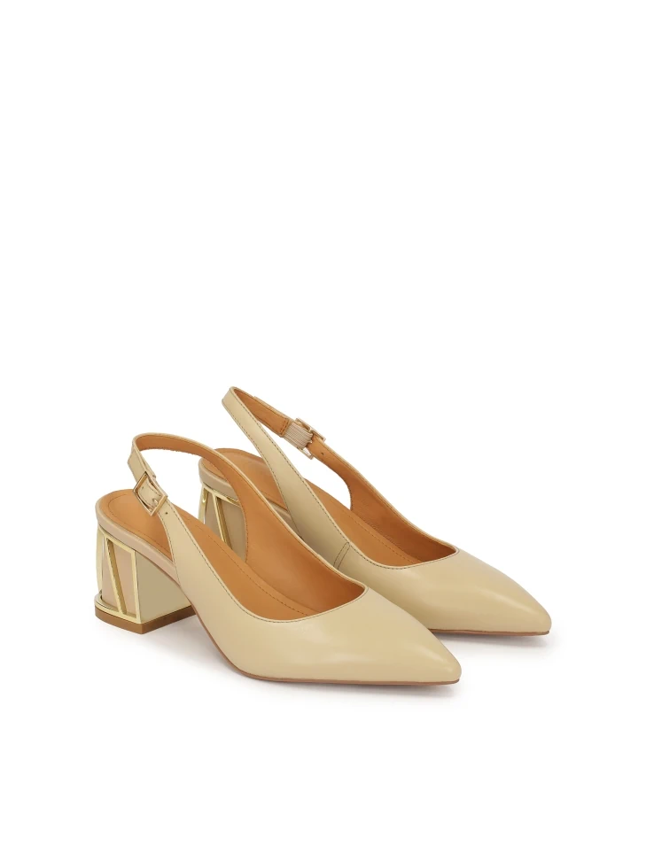 Kazar Beige Pumps With Decorative Heel