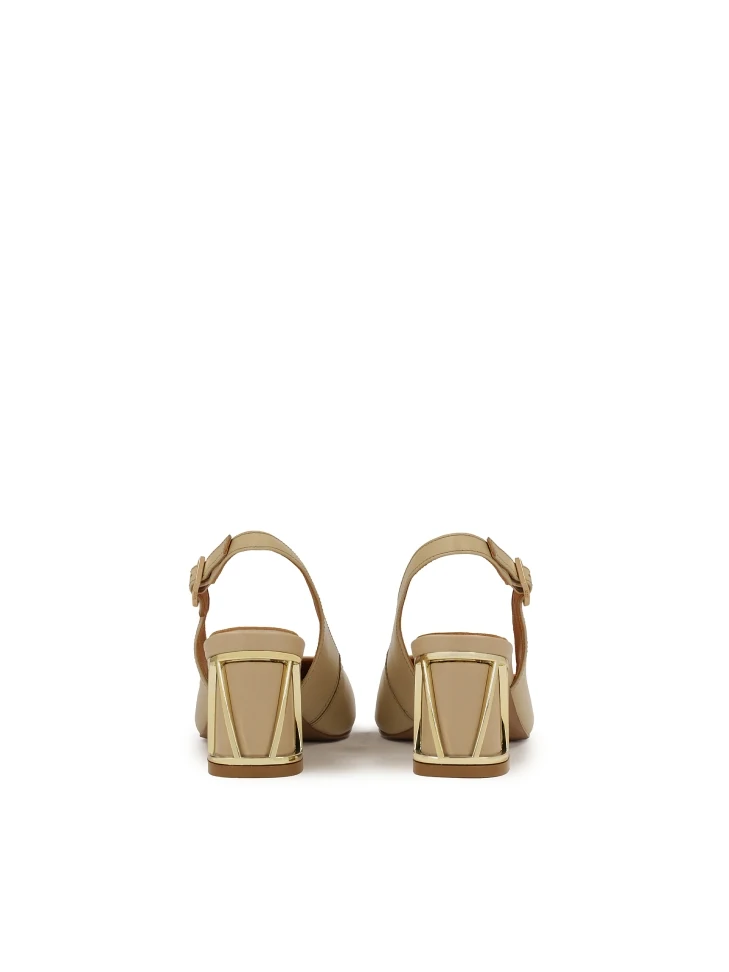 Kazar Beige Pumps With Decorative Heel