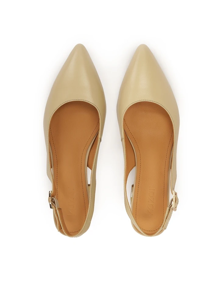 Kazar Beige Pumps With Decorative Heel