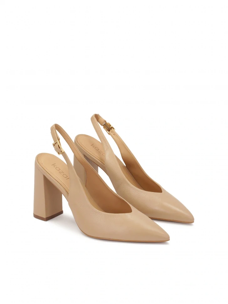 Kazar Beige Pumps With Exposed Heels
