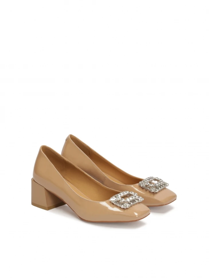 Kazar Beige Pumps With Jewelry Embellishment