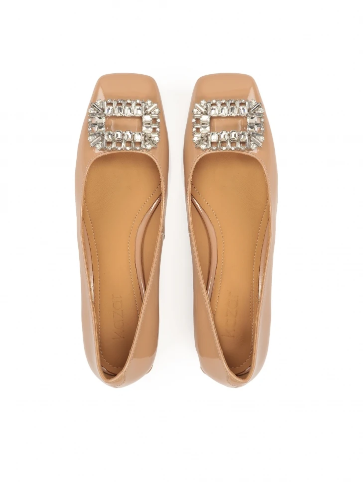 Kazar Beige Pumps With Jewelry Embellishment
