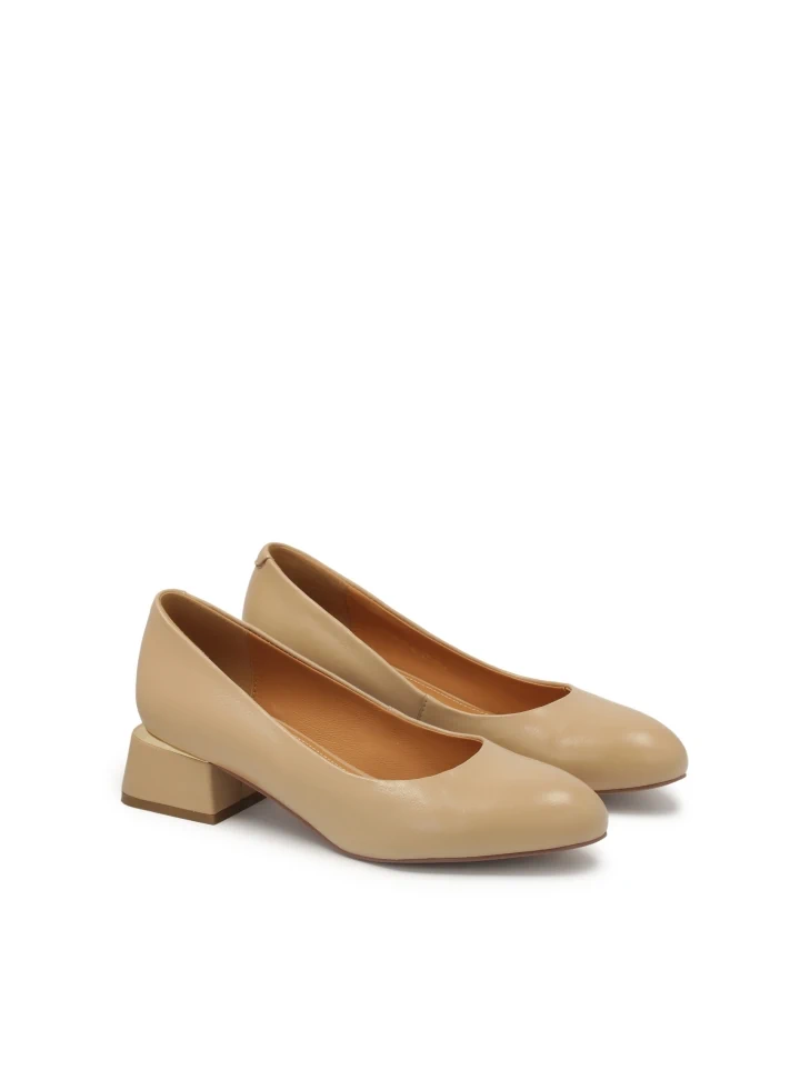 Kazar Beige Pumps With Metal Insert On A Post