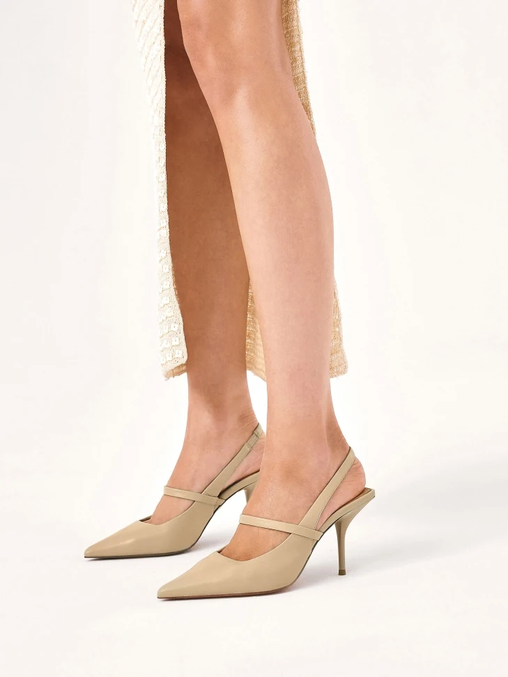 Kazar Beige Pumps With Open Square Heel