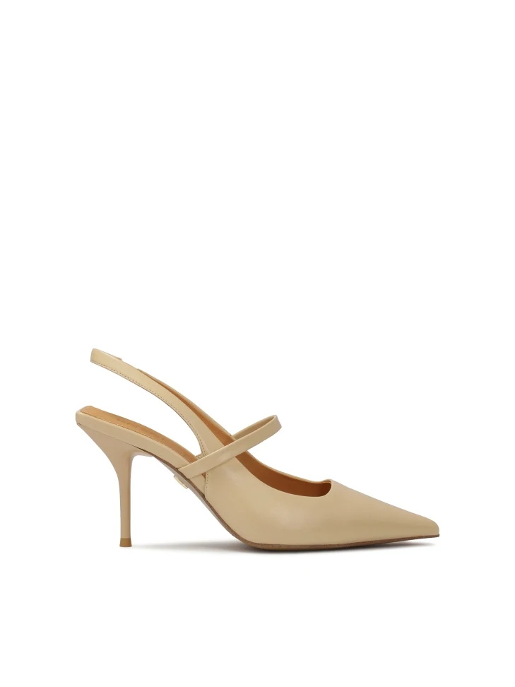 kazar Beige pumps with open square heel