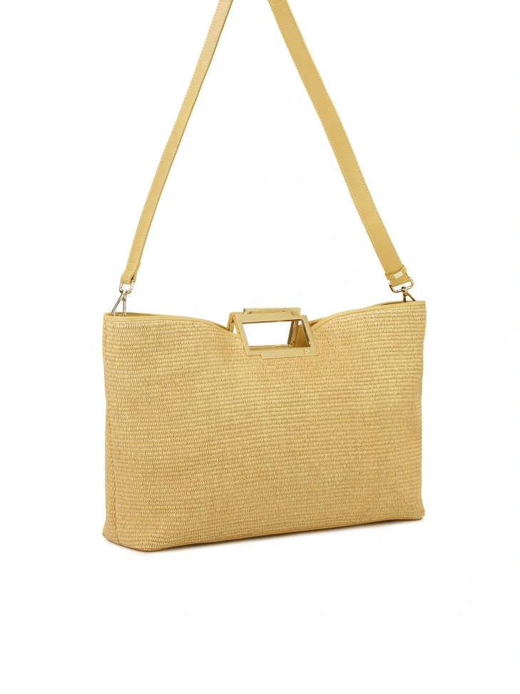 Kazar Beige Raffia Bag With Built Handles