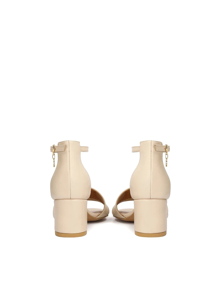 Kazar Beige Sandals On A Wide Heel