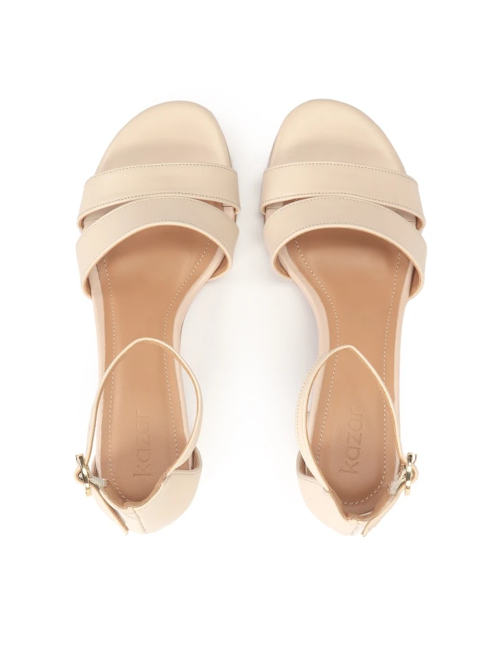 Kazar Beige Sandals On A Wide Heel