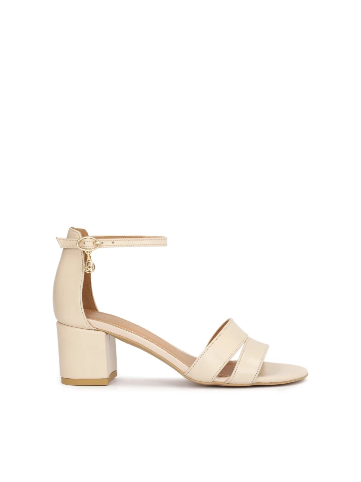 kazar Beige sandals on a wide heel