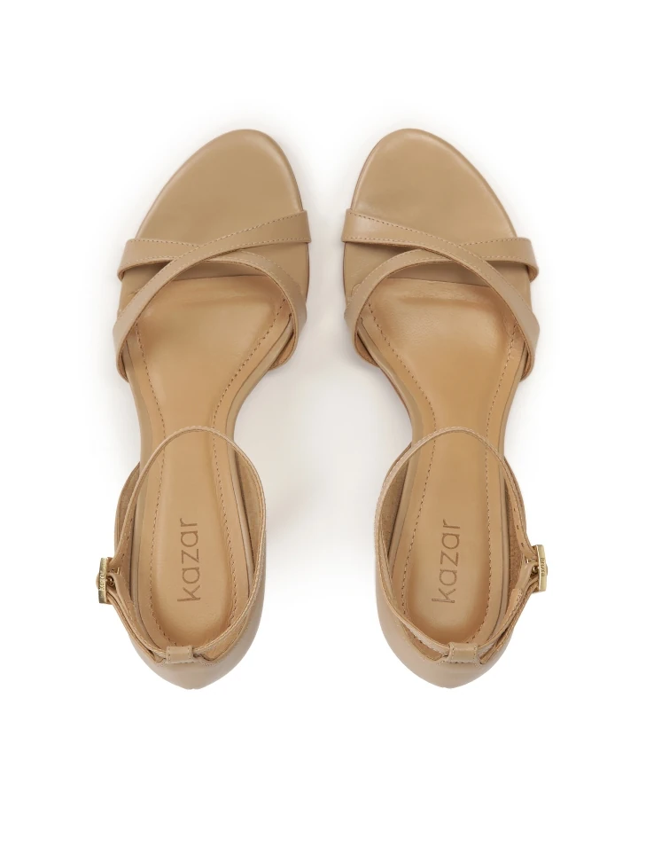 Kazar Beige Sandals With Built In Heel