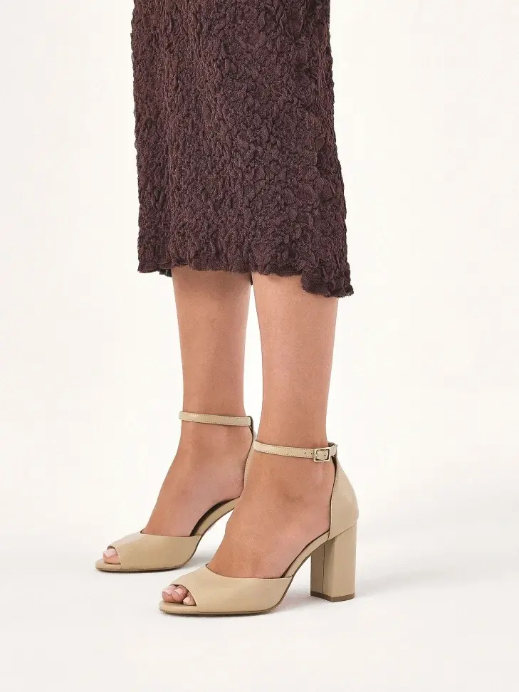 Kazar Beige Sandals With Full Heel