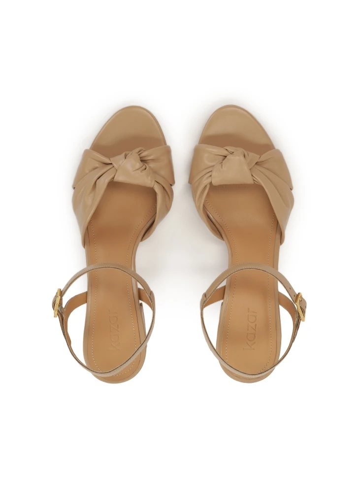 Kazar Beige Sandals With Knotted Strap