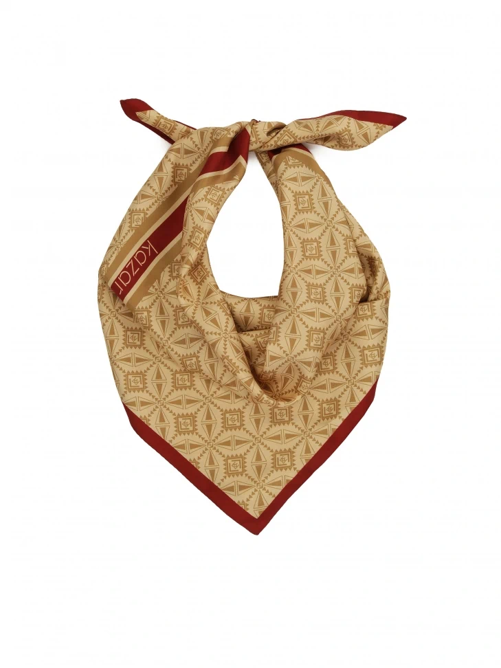 kazar Beige silk scarf with author's pattern