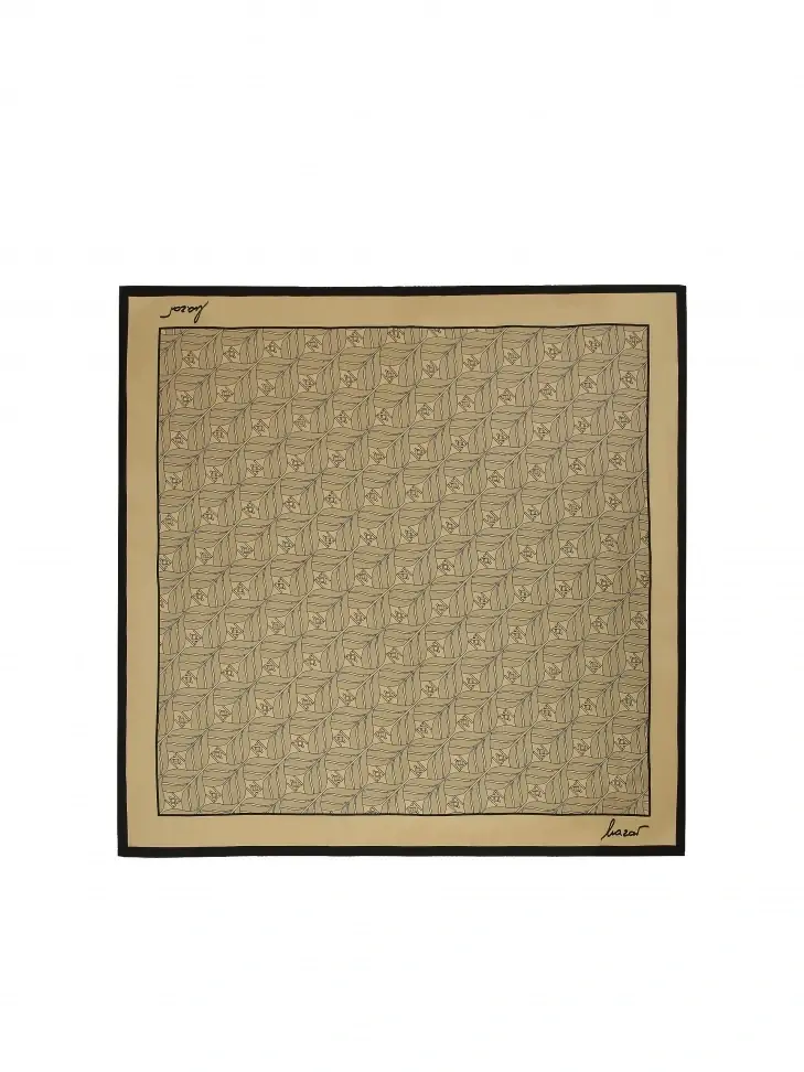 Kazar Beige Silk Scarf With Elegant Pattern