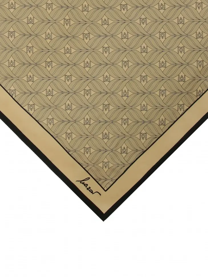 Kazar Beige Silk Scarf With Elegant Pattern