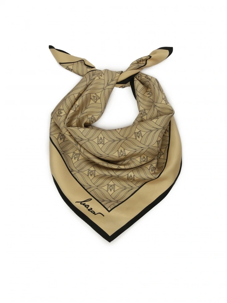 kazar Beige silk scarf with elegant pattern