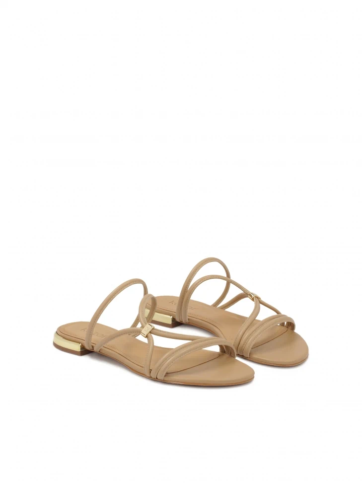 Kazar Beige Slides With Heel Strap