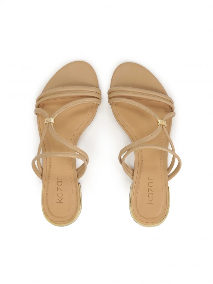 Kazar Beige Slides With Heel Strap
