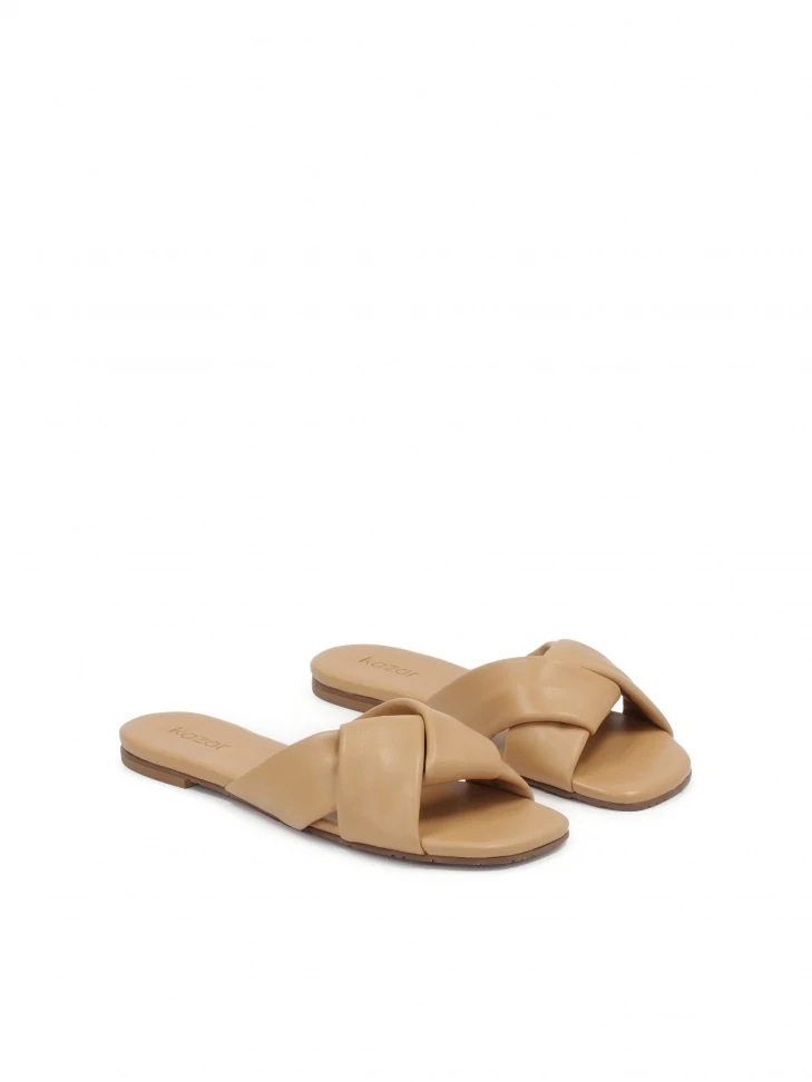Kazar Beige Slides With Soft Straps